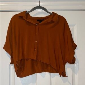 Women's Orange Button-Up Top